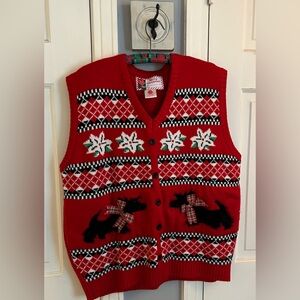 Christmas Holiday Scottie Dog Women's Sweater Vest